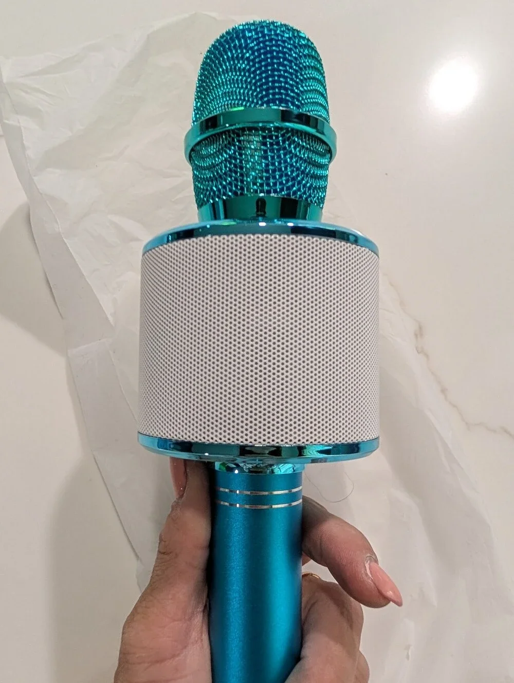 Wireless Karaoke Microphone Bluetooth Handheld - Blue {NEVER USED}